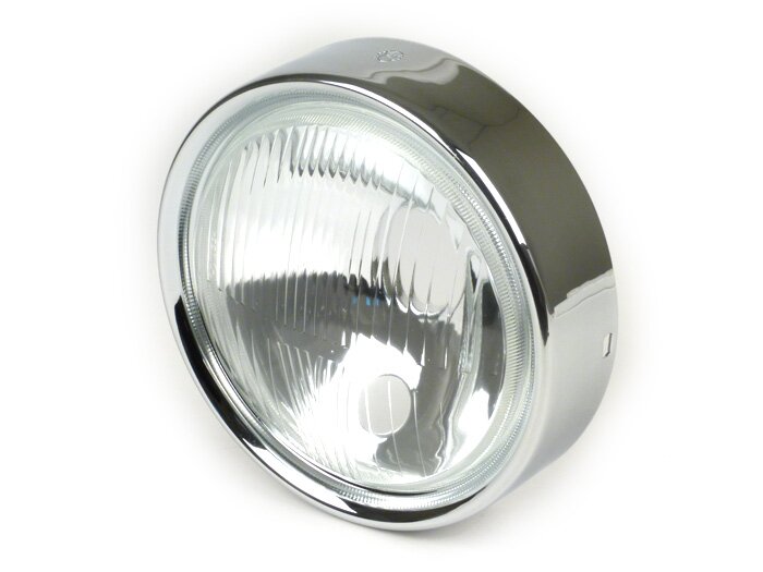 Faro delantero -SIEM Ø=130/150mm (cristal/exterior)- Vespa Rally180 (VSD1T), Rally200 (VSE1T), Sprint Veloce (VLB1T) - cristal, incl. anillo embellecedor
