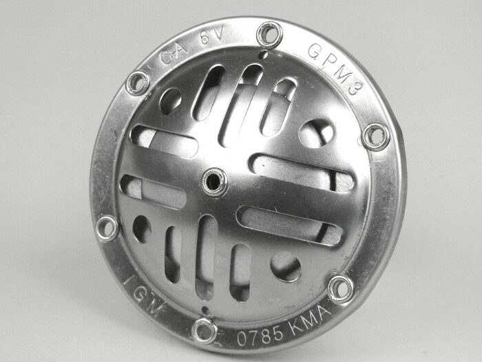Horn -OEM QUALITY 6V AC- Vespa V50, V90, PV125, GT125 (VNL2T), GTR125 (VNL2T), TS125 (VNL3T), Sprint (Italian models), Rally180 (VSD1T), Rally200 (VSE1T) (Italian models)