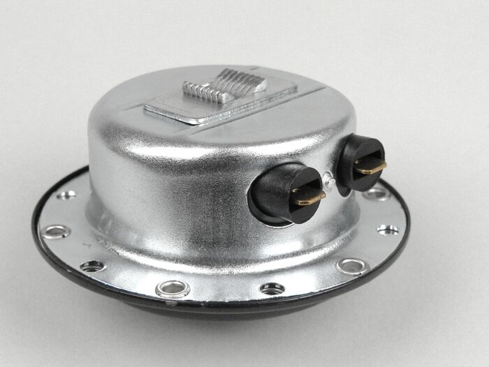 Klakson (bel) -BACHEL 6V AC, Ø72mm- Vespa VNB2T ke VNB3T (model tanpa baterai) - lengan steker pipih kabel
