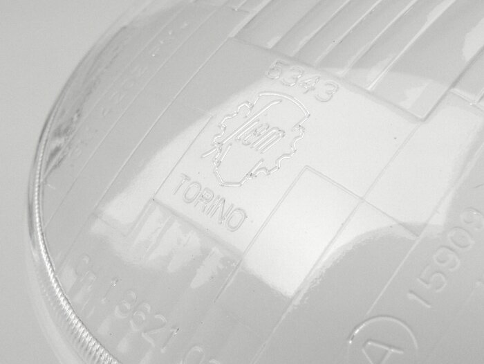 Lente de faro -SIEM Ø=115/120mm (cristal/exterior)- Vespa SS50 (V5SS1T), 50SR (V5SS2T), SS90 (V9SS1T), 90 Racer (V9SS2T), PV125 (VMA1T, VMA2T), ET3 VMB1T), Super (VNC1T/VBC1T)