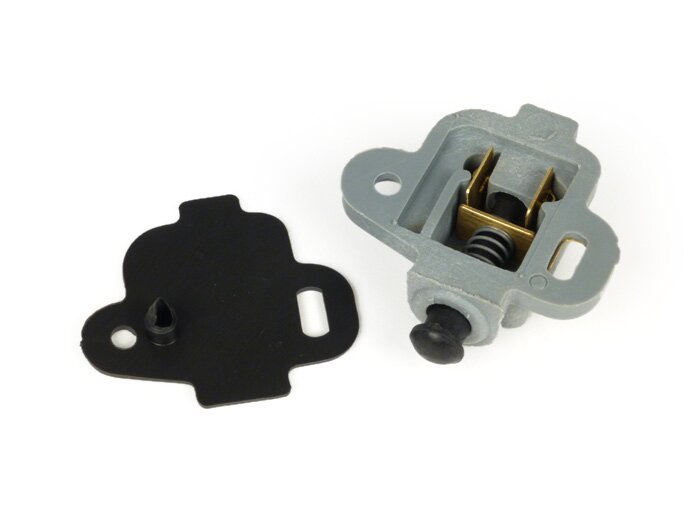 Interruttore luce freno AC -GRABOR- Vespa VNB2T-6T, VNC1T Super, VNL2T-3T, GT125 (VNL2T), GTR125 (VNL2T), TS125 (VNL3T), 150 VBB2T, VBC1T Super, Sprint150 (VLB1T), Rally180 (VSD1T), Rally200 (VSE1T) (contatto normalmente chiuso) - grigio