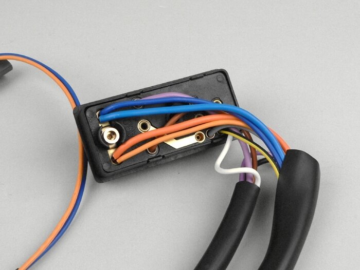 Interruptor de luces -GRABOR- Vespa PX Lusso/Arcobaleno (1984-1998) - 7 cables (CA, modelos sin batería, contacto normalmente cerrado)