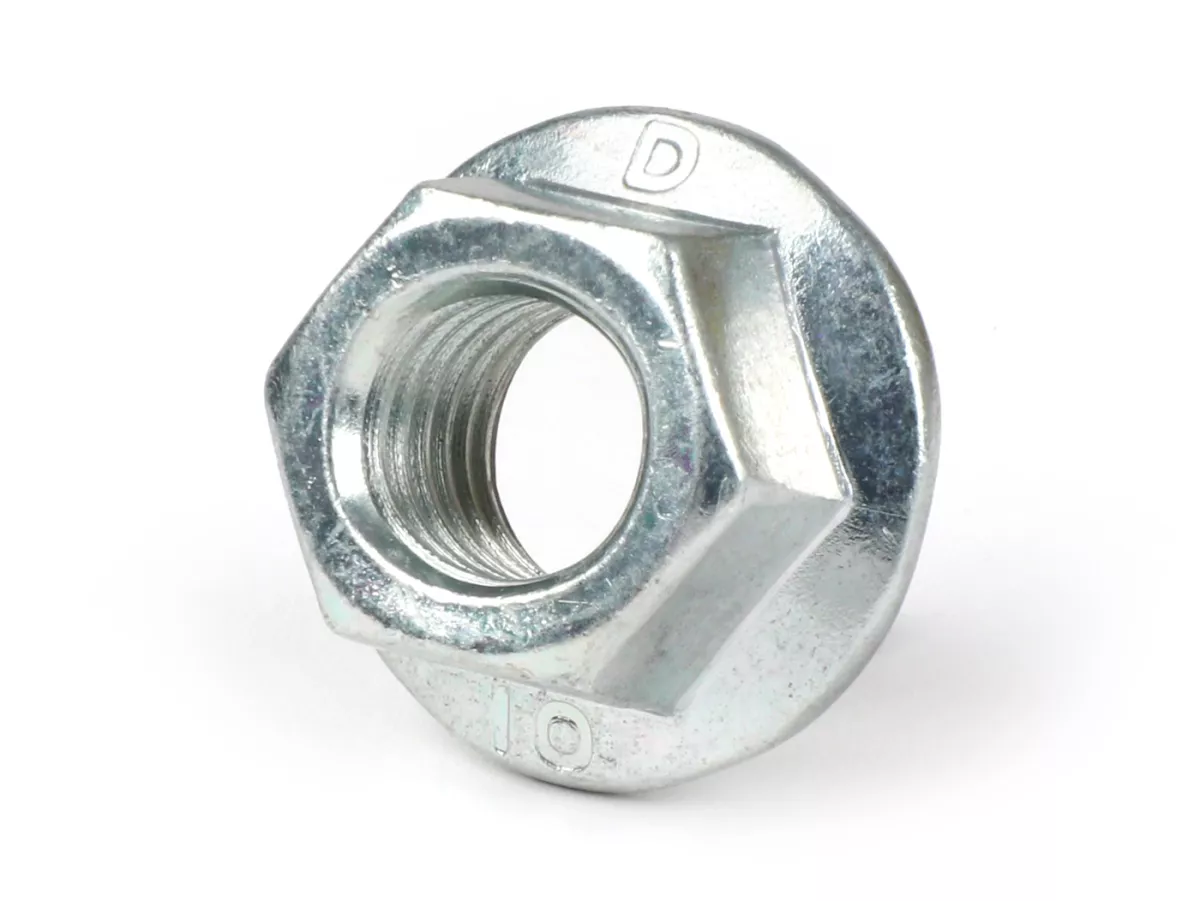 Nut self-locking (crush type) with flange -similar to DIN 6923- M12 x 1.50 - used as clutch nut for clutch Vespa Cosa2, BGM PRO Superstrong Largeframe