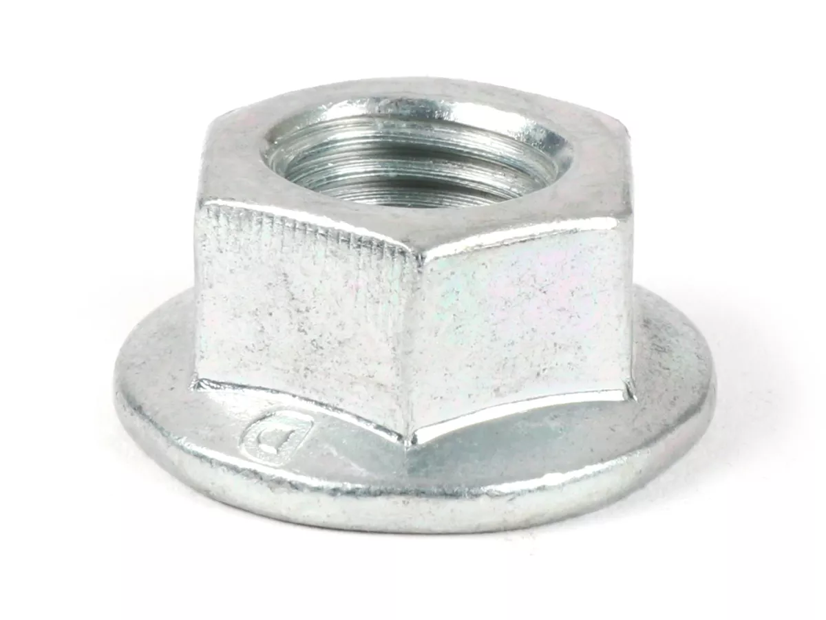 Nut self-locking (crush type) with flange -similar to DIN 6923- M12 x 1.50 - used as clutch nut for clutch Vespa Cosa2, BGM PRO Superstrong Largeframe