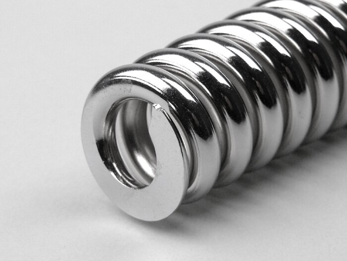Shock absorber spring front -OEM QUALITY l=165mm- Vespa Rally180 (VSD1T), Rally200 (VSE1T), Sprint150 (VLB1T), TS125 (VNL3T), GT125 (VNL2T), GTR125 (VNL2T), Super - Chrome