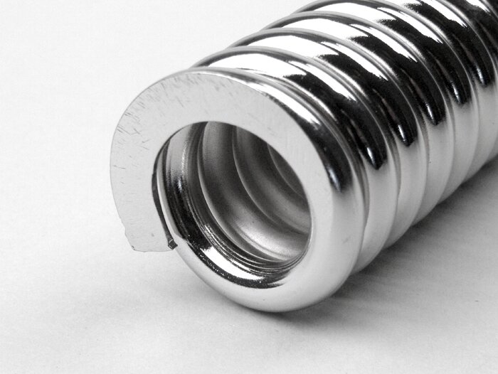 Shock absorber spring front -OEM QUALITY l=165mm- Vespa Rally180 (VSD1T), Rally200 (VSE1T), Sprint150 (VLB1T), TS125 (VNL3T), GT125 (VNL2T), GTR125 (VNL2T), Super - Chrome