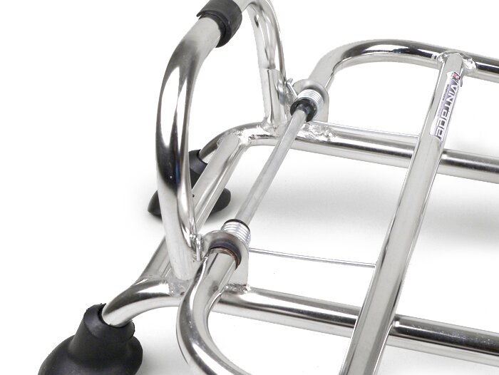 Front rack, fold down -FAR- Vespa S50, S125, S150 - stainless steel