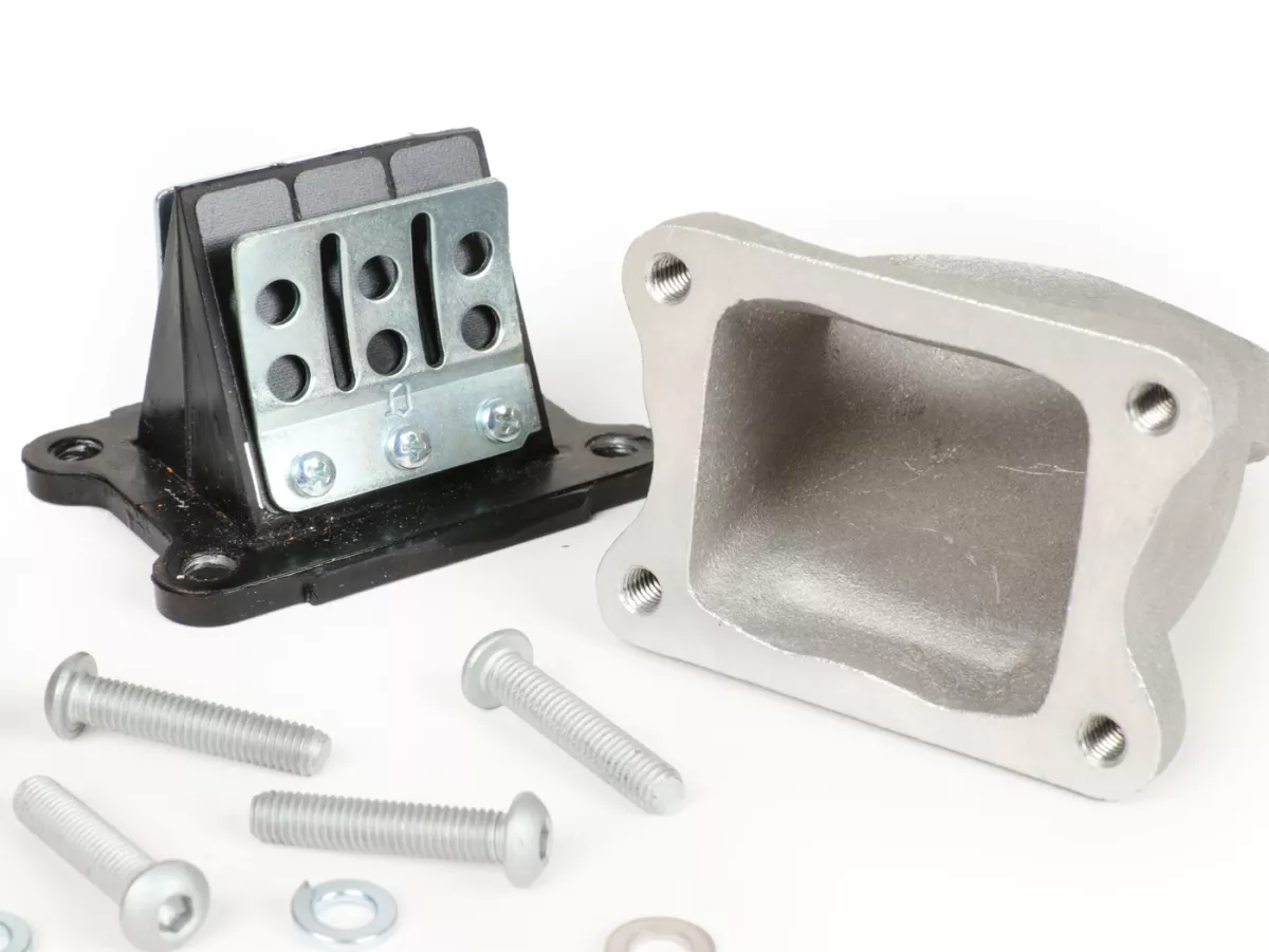 Set manifold intake termasuk diafragma -MB DEVELOPMENTS diafragma - Lambretta 195-240 ccm - AW = Ø34mm (karburator Ø28-30mm - PHBH, VHSH, PWK28, TMX30, Smartcarb 26-28)