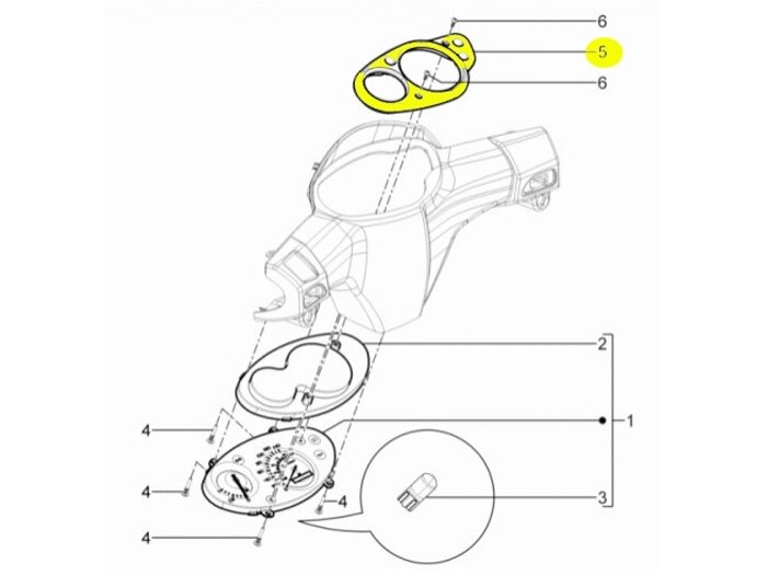 Bezel speedometer -PIAGGIO- TPH baru (mulai tahun 2010) (LBMC501, LBMM701, ZAPM501)