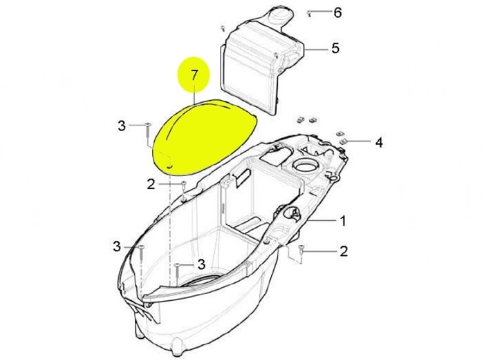 Couvercle dans compartiment pour casque -PIAGGIO- New Typhoon (2010-) (LBMC501, LBMM701, ZAPM501), Aprilia Sport City One (ZD4SB, ZD4SG)