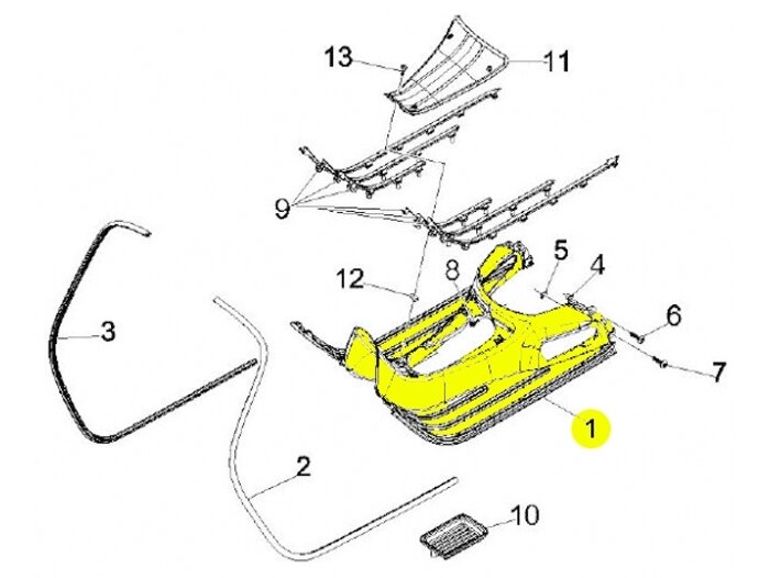Footboard -PIAGGIO- Vespa GT L 125 (ZAPM31101), Vespa GTS 125 (ZAPM31300, ZAPMA3700), Vespa GTS 250 (ZAPM45100, ZAPM45101), Vespa GTS 300 (ZAPM45200, ZAPM45202), Vespa GTS HPE 300 (ZAPMA3600), Vespa GTS Super 125 (ZAPM45300, ZAPM45301, ZAPMA3700), Vespa