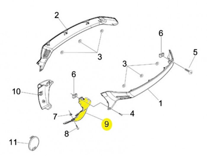 Papan lari penutup ujung, kiri -PIAGGIO- tidak dicat - Vespa GT L 125 (ZAPM31100, ZAPM31101), Vespa GT L 200 (ZAPM31200), Vespa GTS 125 (ZAPM31300), Vespa GTS 250 (ZAPM45100, ZAPM45101), Vespa GTS 300 (ZAPM45200, ZAPM45202), Vespa GTS Super 125 (ZAPM453)