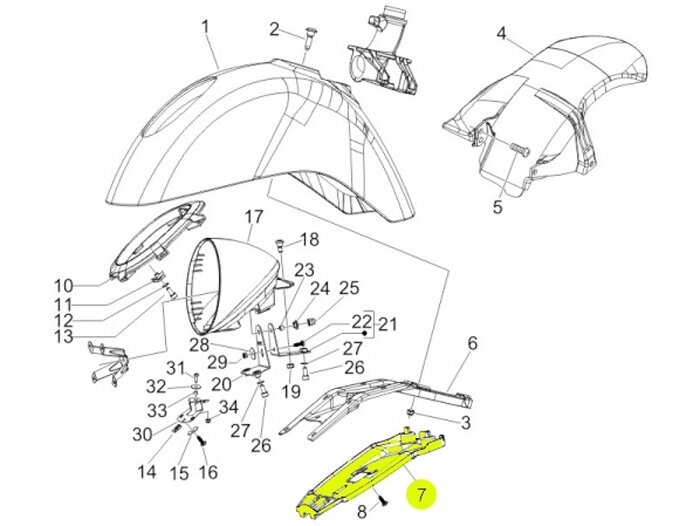 Slash cover headlight support -PIAGGIO- Vespa GTV (ZAPM31, ZAPM45)