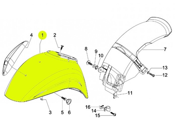 Mudguard -PIAGGIO- Vespa S (ZAPC38, ZAPM44, ZAPM68)