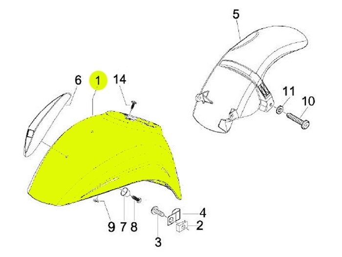 Mudguard -PIAGGIO- Vespa LX (ZAPC38, ZAPM44, ZAPM68), Vespa LXV (ZAPC38, ZAPM44, ZAPM68)