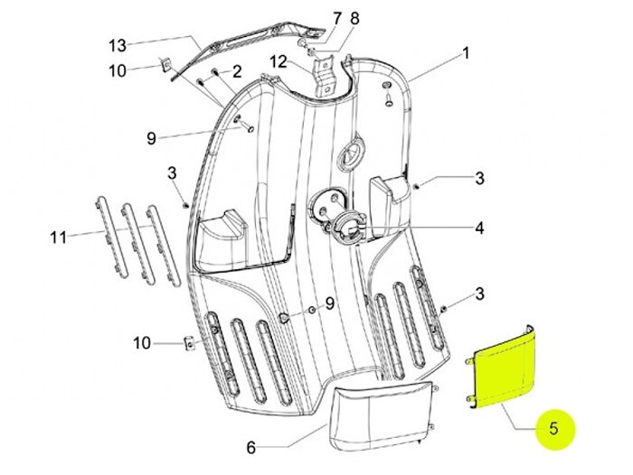 Tray inside legshield -PIAGGIO- Vespa S (ZAPC38, ZAPM44, ZAPM68) - rhs