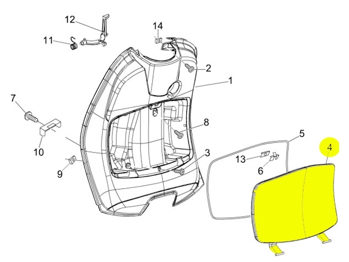 Glove box flap -PIAGGIO- Vespa LX (ZAPC38, ZAPM44, ZAPM68), Vespa LXV (ZAPC38, ZAPM44, ZAPM68)
