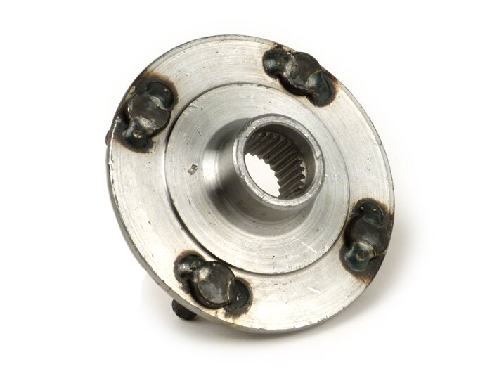 Rear brake hub -OEM QUALITY- studs Ø=8mm, finely toothed (38 tooth)- Vespa Wideframe V98, V1T, V11-15T, V30-33T, VM, VN, VU, VL, VB, GL150 (VGL1T)