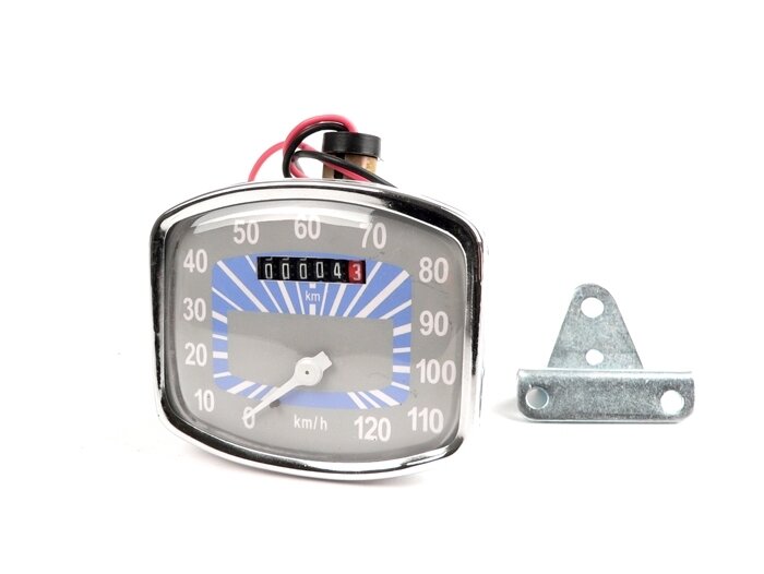 Speedo -OEM KWALITEIT- Vespa VB1, GS150 / GS3 VS1T tot VS4T, T 2-4 (VDO speedo, Duitse modellen) - Blauw