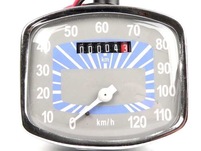 Speedo -OEM KWALITEIT- Vespa VB1, GS150 / GS3 VS1T tot VS4T, T 2-4 (VDO speedo, Duitse modellen) - Blauw