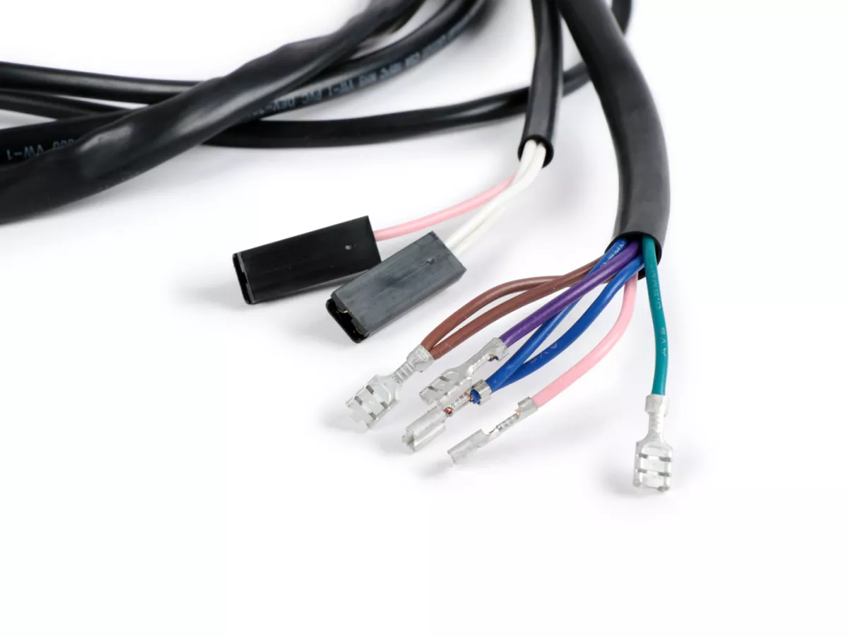 Juego de cables -BGM ORIGINAL- Vespa PX antigua (Alemana), 1982-1984, encendido electrónico 12V, con regulador de tensión, con batería, placa base de encendido con 7 cables