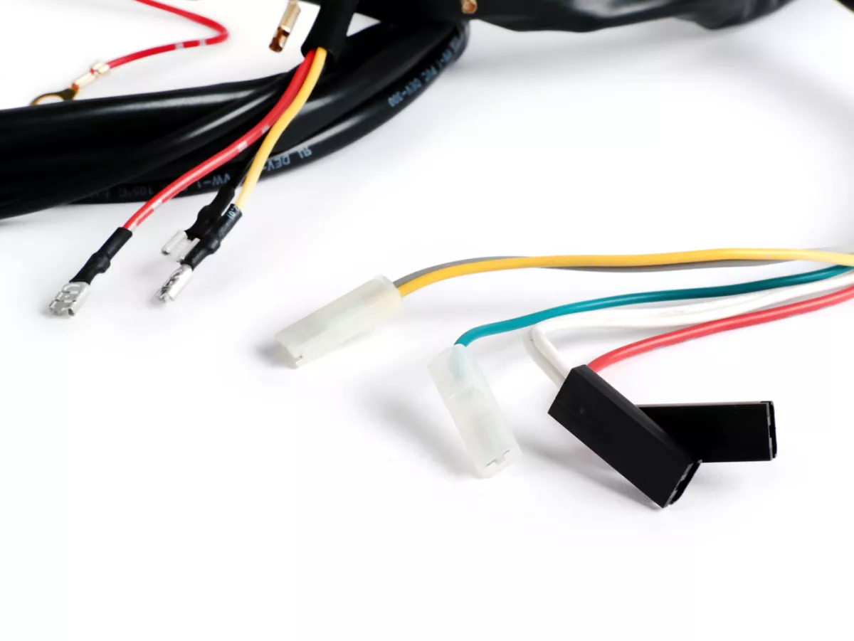 Juego de cables -BGM ORIGINAL- Vespa PX antigua (Alemana), 1982-1984, encendido electrónico 12V, con regulador de tensión, con batería, placa base de encendido con 7 cables