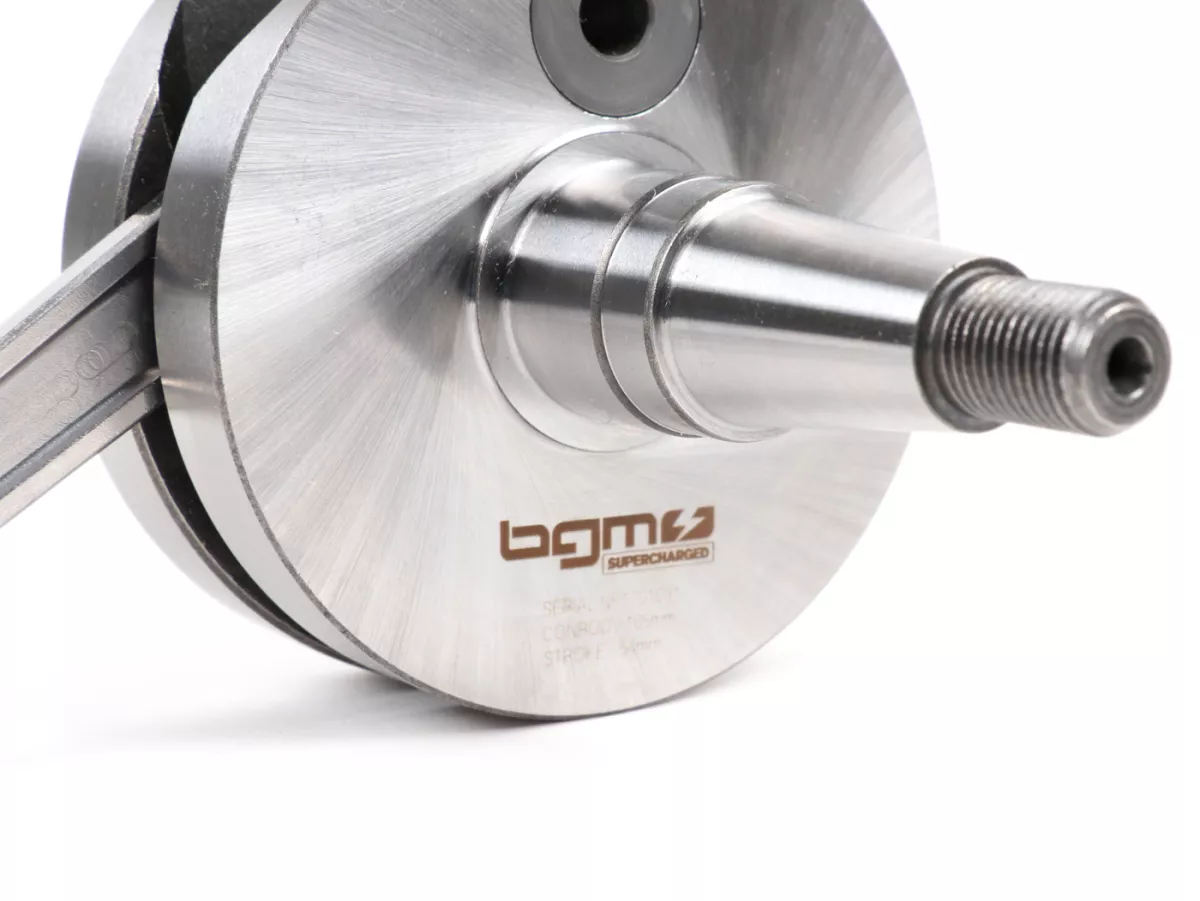 Crankshaft -BGM Pro RACING (for diaphragm intake) full cheek 54mm stroke, 105mm connecting rod- Vespa PK125 XL2, PK125 ETS (Ø 24mm cone)