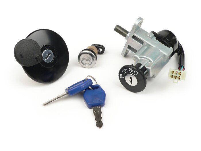 Kit serrure -QUALITÉ OEM- Keeway Focus 50cc, Fact, RY8 (rectangulaire)