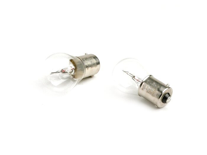 Paire ampoules -BA15s (pointes en face, baïonnettes) - 12V 21W - blanc
