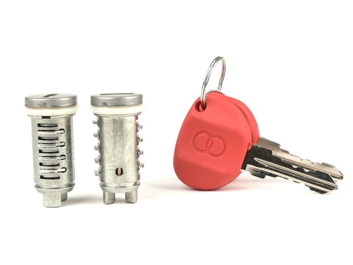Lock cylinder set -PIAGGIO- Gilera ICE, Runner (till 2005), Vespa ET2, ET4, LX, LXV, S - 2-pieces