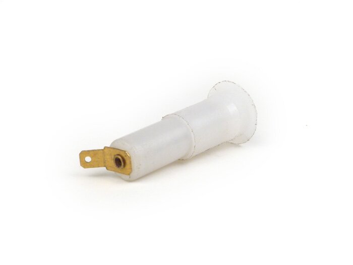 Knipperlicht connector -OEM KWALITEIT- Vespa PX80, PX125, PX150, PX200- Zijdoppen met externe vergrendeling - Ø=12.4mm, zonder kabel, aansluitstekker 4.3mm
