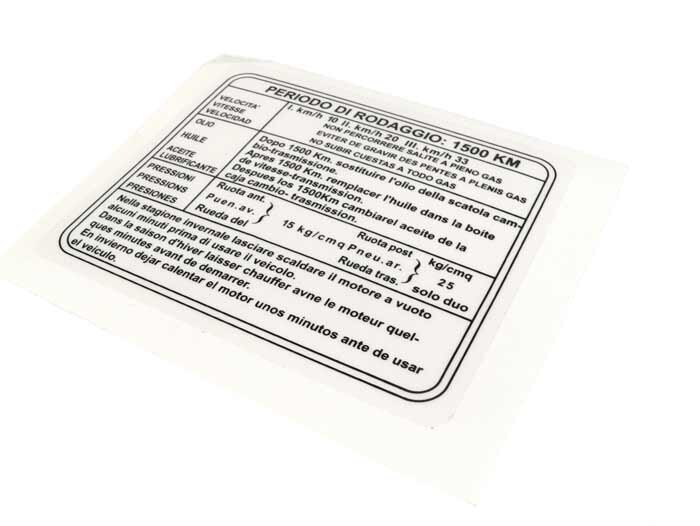 Running in sticker -LAMBRETTA- J50 - Italian, legshield