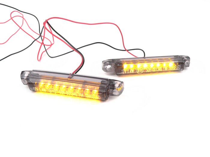 Blinkers -BGM PRO Micro 2x8 LED-universal - Svart - (60x8,5mm)