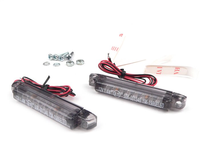 Blinkers -BGM PRO Micro 2x8 LED-universal - Svart - (60x8,5mm)