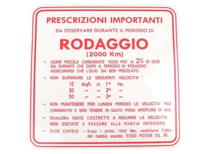 Istruzioni per il rodaggio -QUALITÀ OEM- Vespa italiana a 3 velocità, rapporto di miscelazione 2% - Rosso