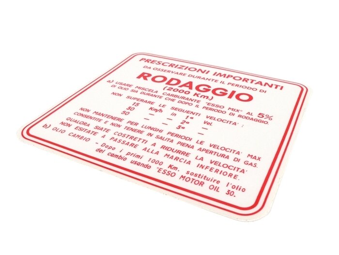 Inrij-instructies -OEM KWALITEIT- Vespa Italiaans 3 versnellingen, mengverhouding 5% - Rood