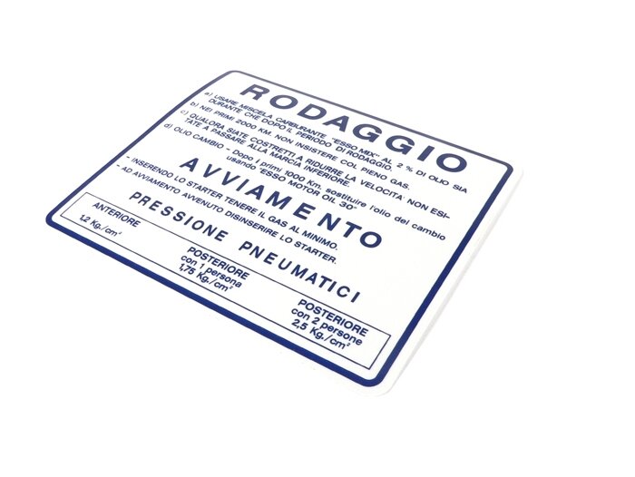 Running in sticker -OEM QUALITY- Vespa, Italian, mix ratio 2% - blue