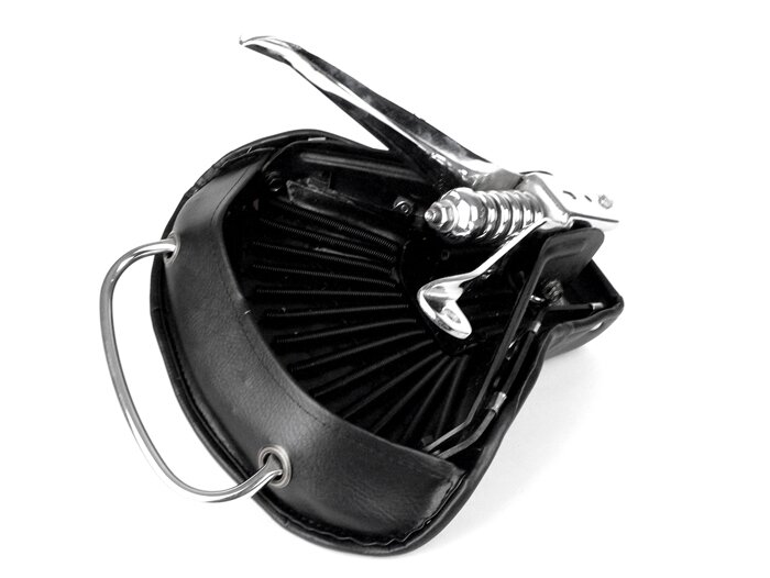 Zadel -IMPORT- Vespa VL2 tot VL3, VB1 (centrale veer) - roestvrij stalen bodemplaat