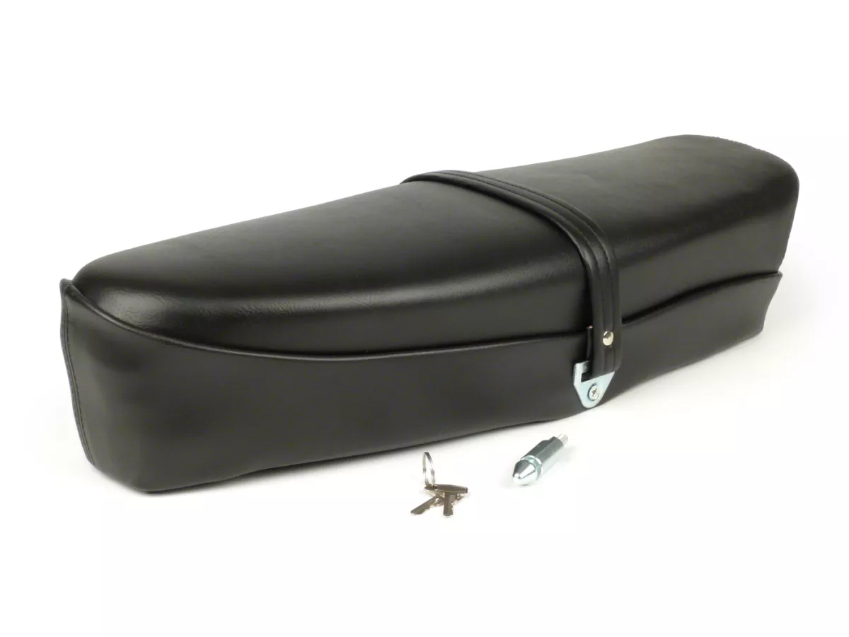 Seat -OEM QUALITY- Vespa ET3 - with lock - with Piaggio logo - black - fits also V50, 50N, V90, PV125