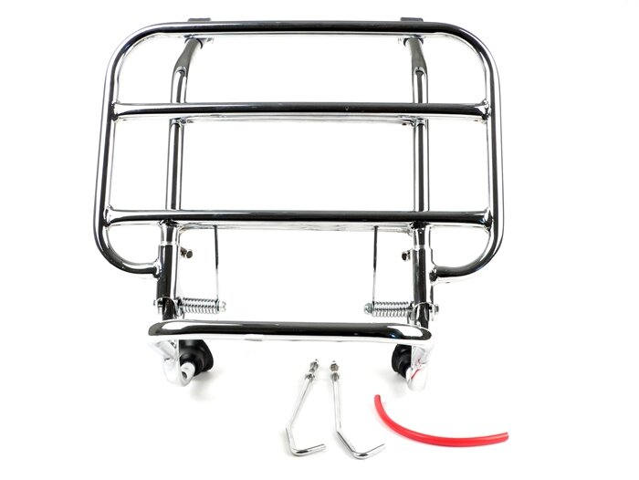 Front rack, fold down -SKY- Vespa Smallframe V50, PV125, ET3,  Vespa Largeframe Rally180, Vespa Rally200, Sprint150, TS125, GT125, GTR125, Vespa PX80, PX125, PX150, PX200 - chrome