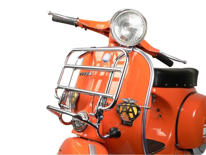 Front rack, fold down -SKY- Vespa Smallframe V50, PV125, ET3,  Vespa Largeframe Rally180, Vespa Rally200, Sprint150, TS125, GT125, GTR125, Vespa PX80, PX125, PX150, PX200 - chrome