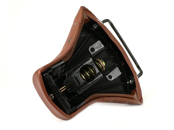 Sadel -KUALITAS OEM, depan - Vespa Largeframe - dengan paku keling samping - coklat