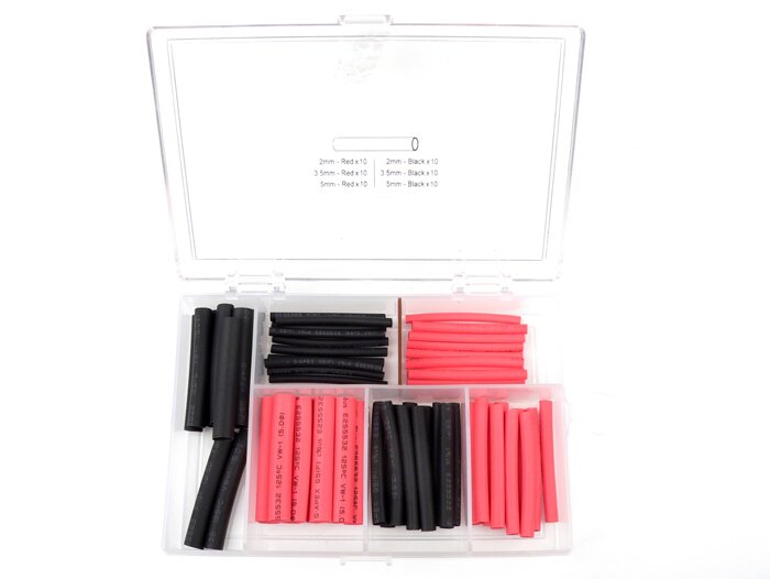 Shrink sleeve set -BWM 60 pcs- red/black - Ø=2,0mm, 3,5mm, 5,0mm