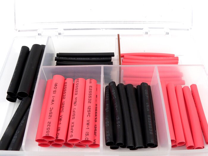 Shrink sleeve set -BWM 60 pcs- red/black - Ø=2,0mm, 3,5mm, 5,0mm