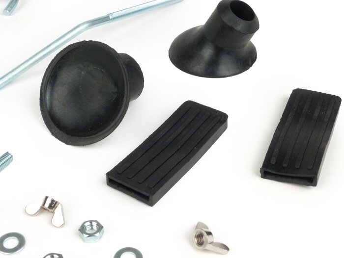 Repair set for rack foldable front -MOTO NOSTRA- Vespa Smallframe V50, PV125, ET3, Vespa Largeframe Rally180, Rally200, Sprint150, TS125, GT125, GTR125 - silver