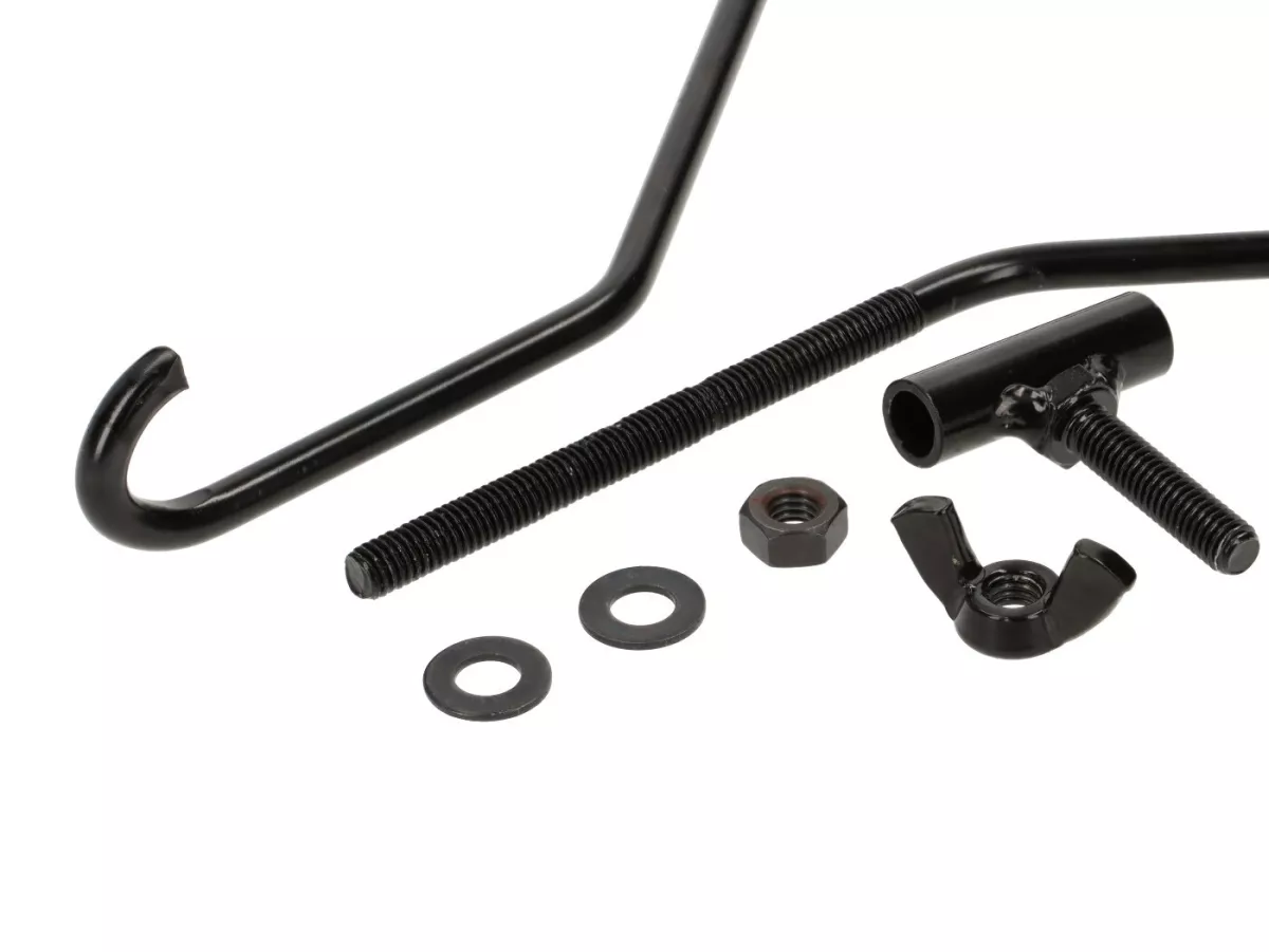 Repair set for rack foldable front -MOTO NOSTRA- Vespa Smallframe V50, PV125, ET3, Vespa Largeframe Rally180, Rally200, Sprint150, TS125, GT125, GTR125 - black