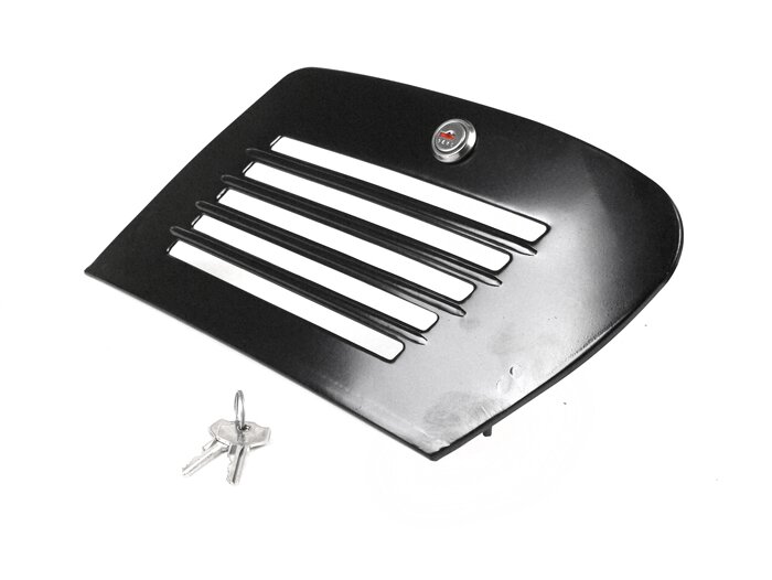 Side panel rhs -OLYMPIA- Vespa V50 (V5A1T till No 70239), V50 S (V5SA1T till No 11764), V90 (V9A1T till No19974) - with lock