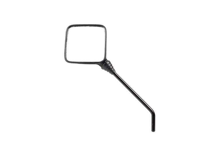 Spiegel -PIAGGIO vierkant 10x10cm- Vespa PK XL, PX Lusso, T5 125cc - links - zwart