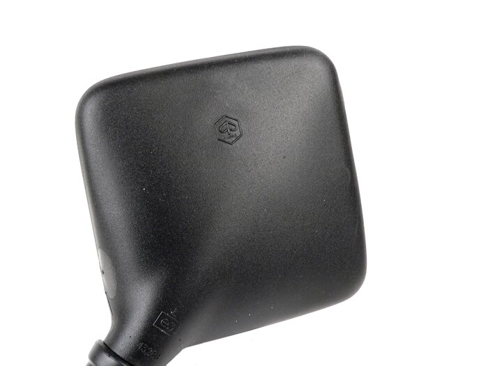 Spiegel -PIAGGIO vierkant 10x10cm- Vespa PK XL, PX Lusso, T5 125cc - links - zwart