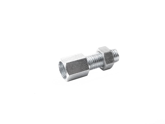 Tornillo de ajuste M6 x 14mm (Øinner=6,7mm, paso de rosca 0,75) con contratuerca - (utilizado para el cárter del carburador / cable del acelerador Vespa VNA, VNB, VBB, Sprint150, Rally180, Rally200, PX80, PX125, PX150, PX200, Cosa)